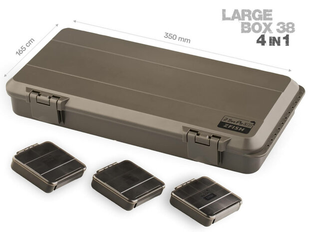 Tacklebox Pro 4-in-1 (38 vakken) 35 x 16,5 x 5 cm + 3 mini tackleboxen